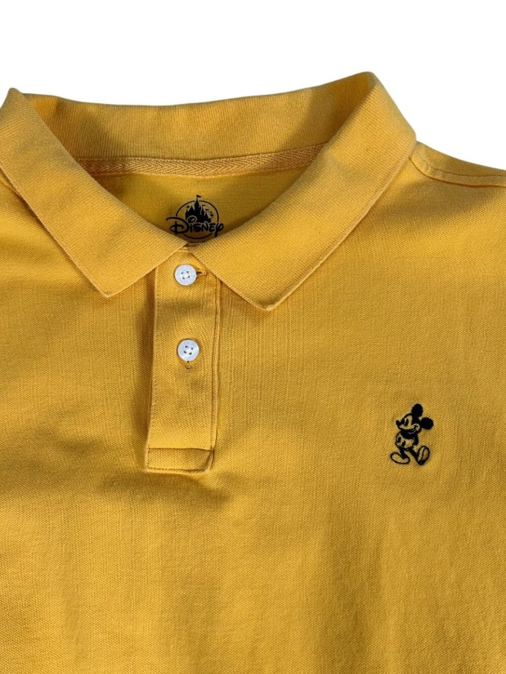 Mickey Mouse Disney Embroidered Yellow Polo Shirt XXL Classic Fit Short Sleeve